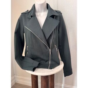 Carolina Belle Montreal XS Dark Emerald Green Asymmetrical Zip Moto Jacket NWT